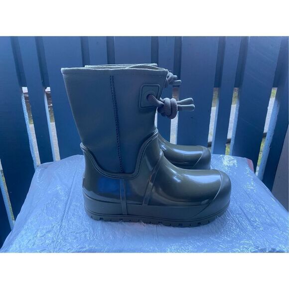UGG® Women’s Raincloud Lace Burnt Olive Rubber Waterproof Rain Boots SZ US 8 - Picture 4 of 11
